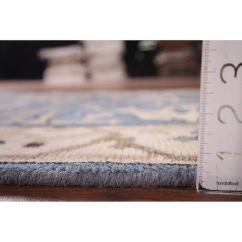 Blue Oushak Indian Runner Rug Hand-Knotted Wool Carpet - 2'6"x 8'1"