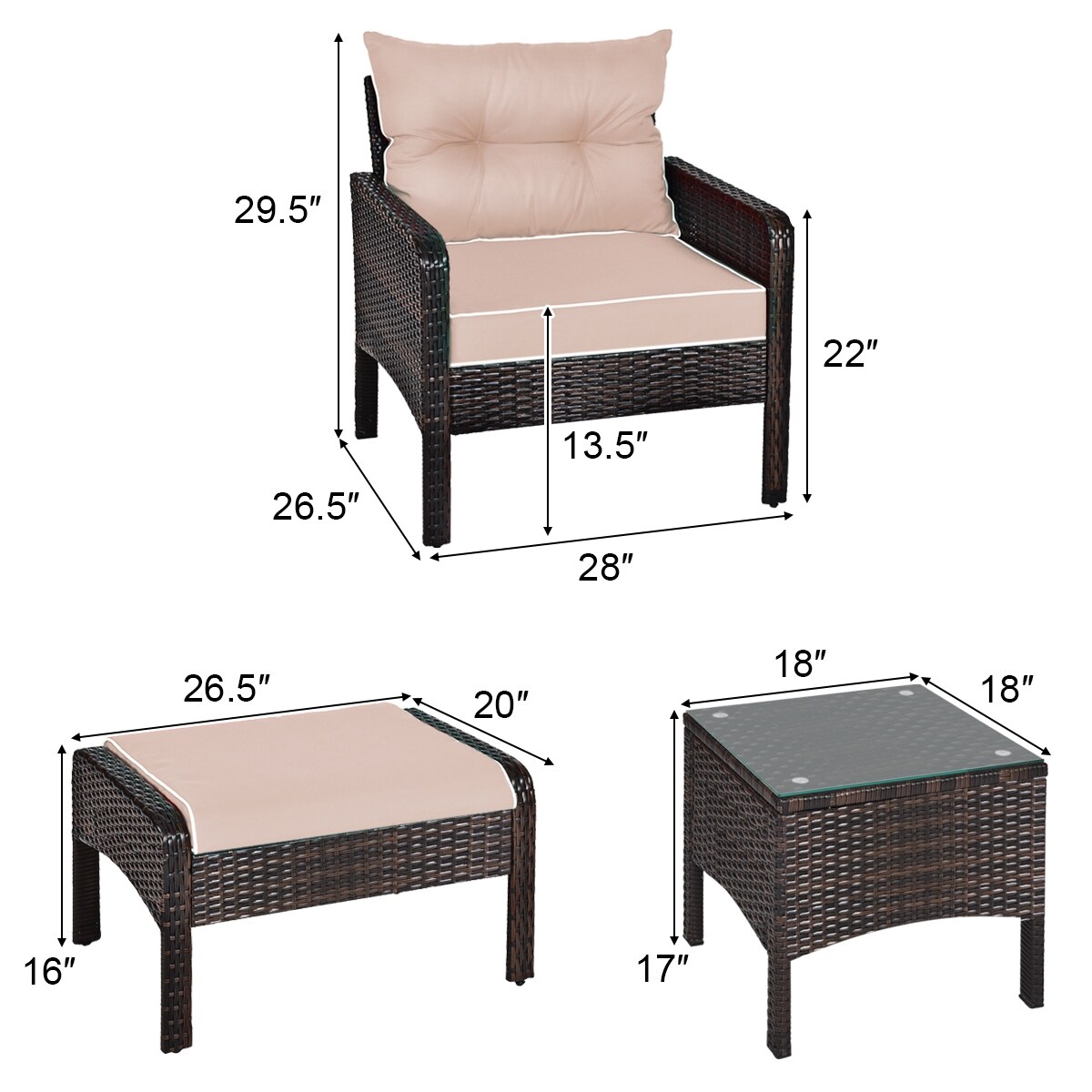 Shop Costway 5 Pcs Rattan Wicker Furniture Set Sofa Ottoman W Brown Cushion On Sale Overstock 16501359