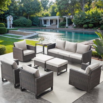 Patio Sofa, Glider Chair, Club Chair Ottoman Set