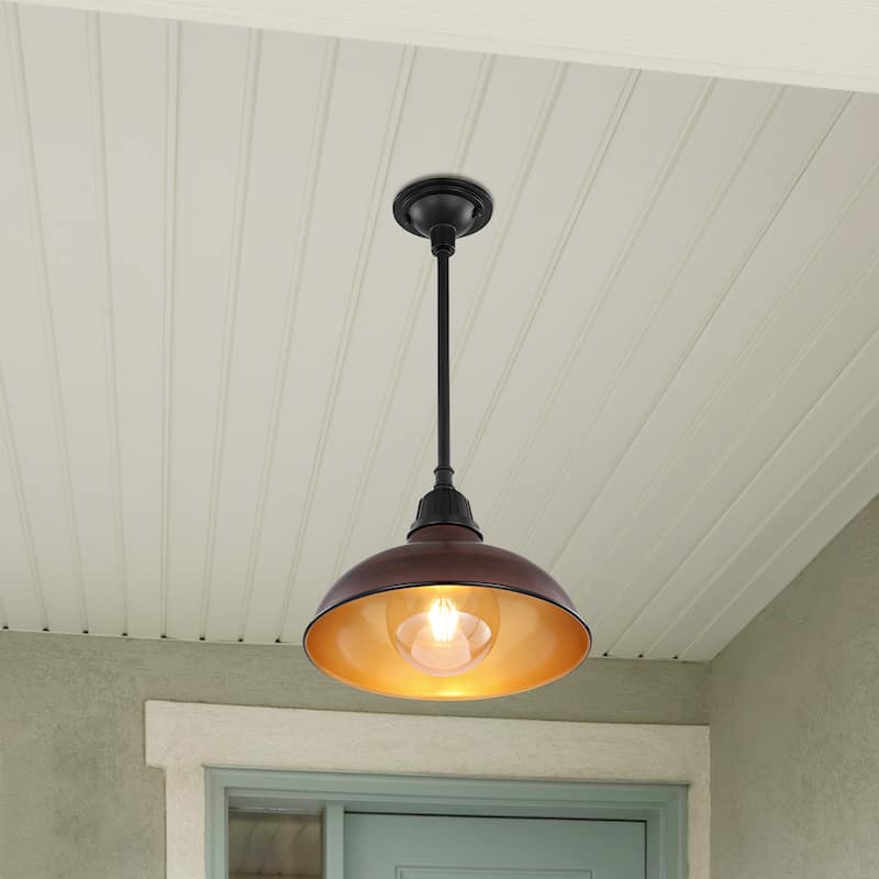 12.25" 1-Light Indoor/Outdoor Iron LED Pendant, by JONATHAN Y - 12.25