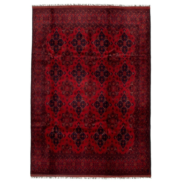 Hand-Knotted Wool Rug 359613 eCarpet Gallery Large Area Rug for Living Room Bedroom Finest Khal Mohammadi Bordered Red Rug 6'7 x 9'8