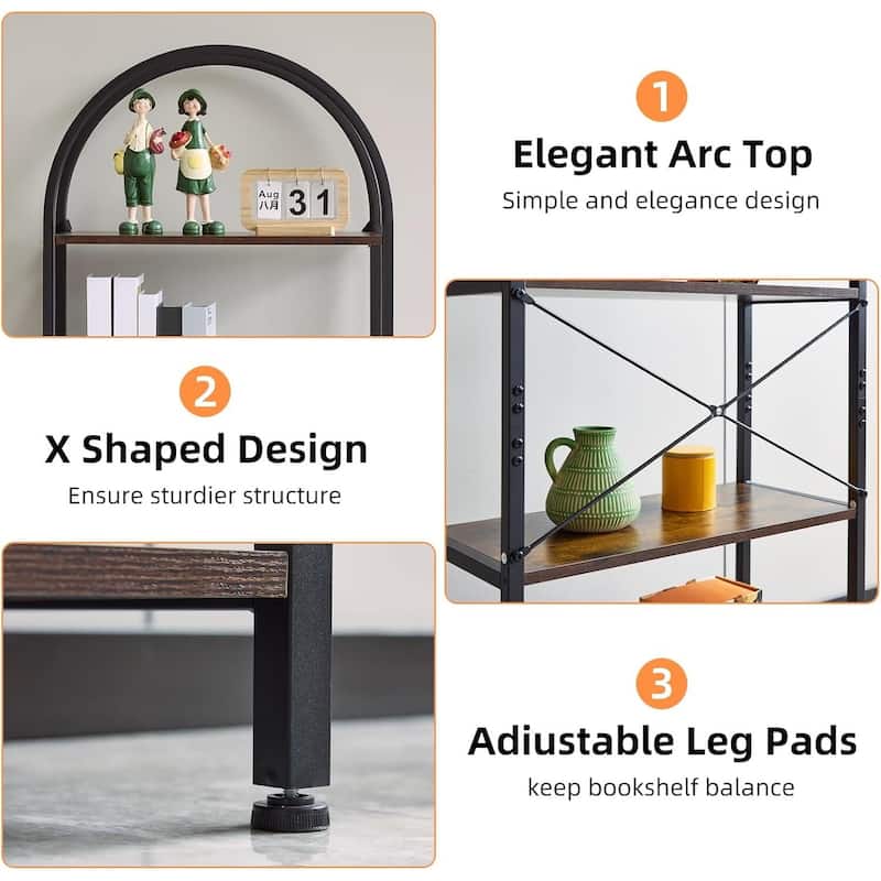 5-Tier Modern Storage Arched Display Rack, Bookshelf for Bedroom, Living Room - N/A
