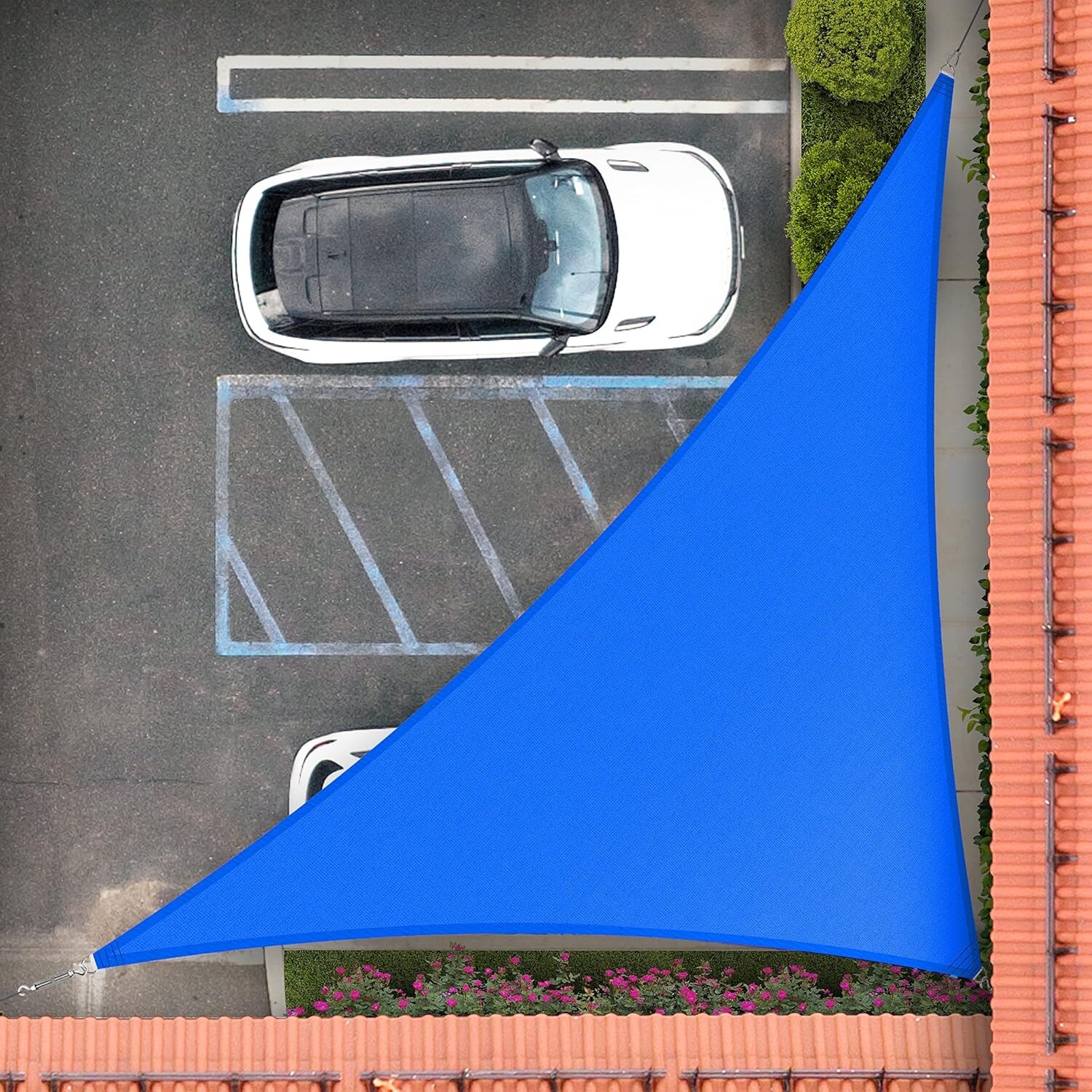 16' x 19' x 24.8' Blue Right Triangle Sun Shade Sail, UPF50+ 95% UV Block, Heavy Duty, 3-Year Warranty