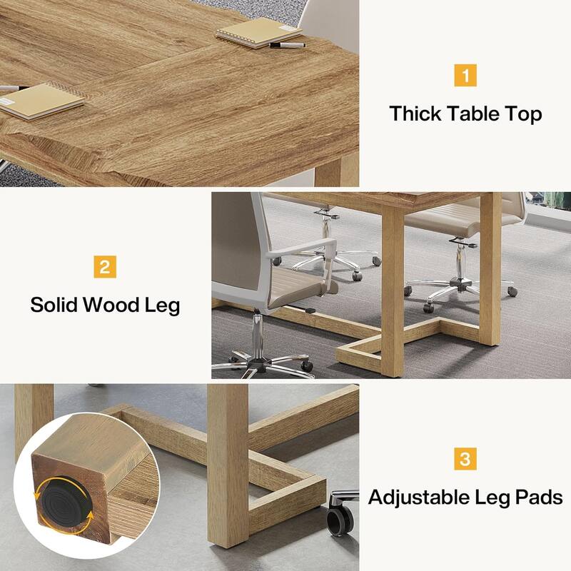 63" Rectangular Conference Table, Modern Meeting/Boardroom Desk Business Furniture for Office, Training Room