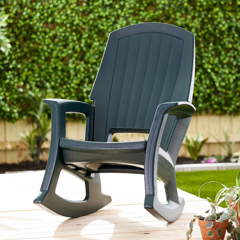 Semco Plastics Rockaway Heavy Duty All-Weather Outdoor Rocking Chair, Green - 26