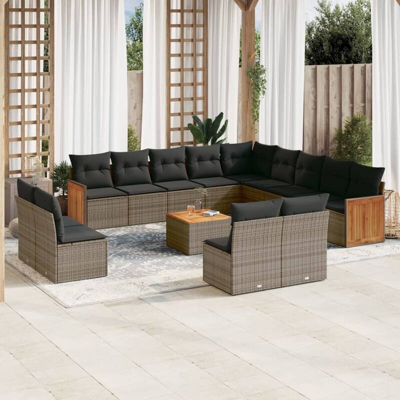 vidaXL Patio Sofa Set with Cushions Outdoor Seating Furniture Poly Rattan