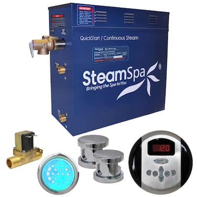 SteamSpa Indulgence 12 KW QuickStart Steam Bath Generator Package with Built-in Auto Drain in Polished Chrome - 1200