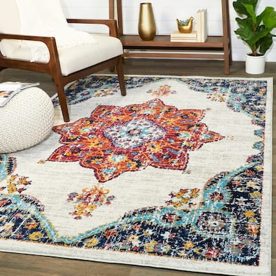Everhart Vintage Floral Medallion Area Rug