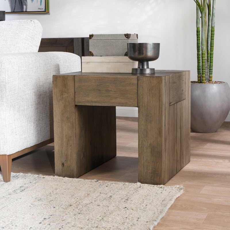 Classic Home Bristol Cracked Oak 24" End Table - Oak Brown - Wood