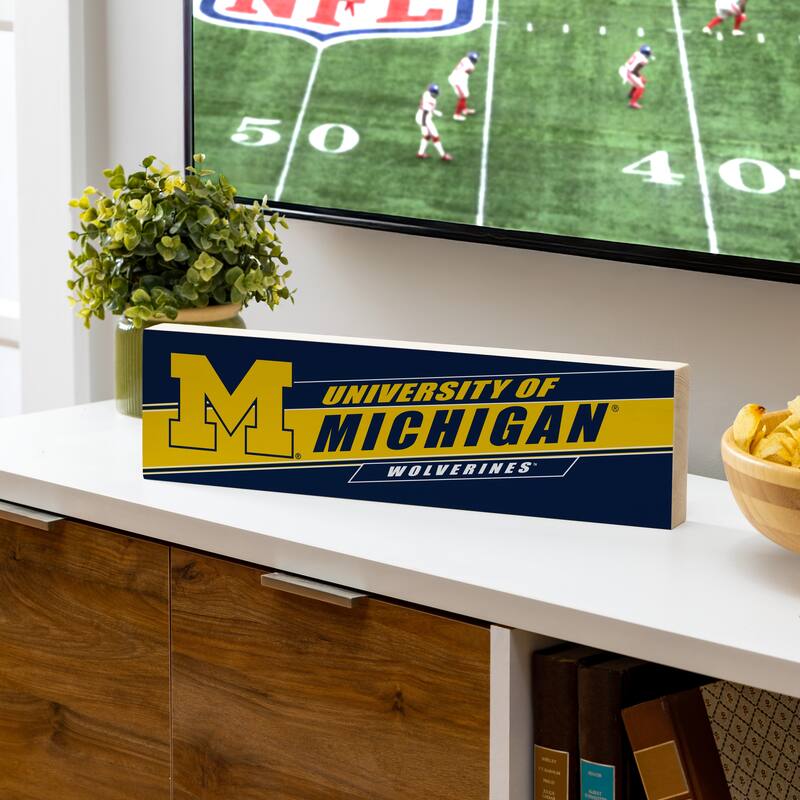 University Of Michigan Wooden Tabletop Mantel Shelf Sign - 5" x 18"