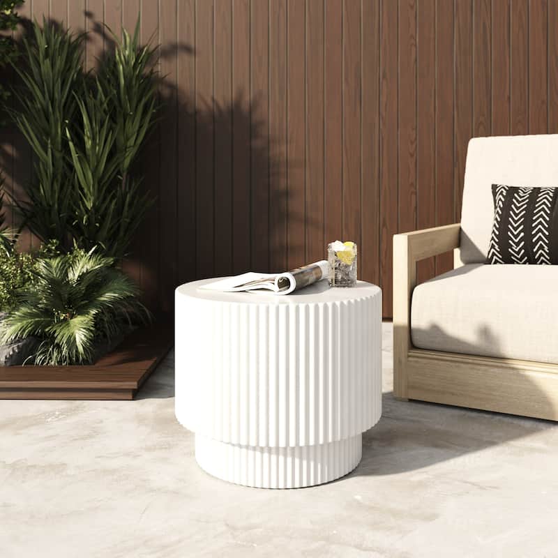 Modrest Gruver Modern White Concrete End Table