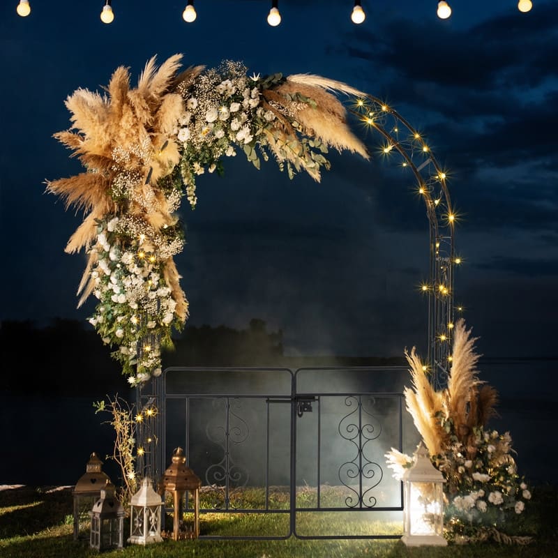Black Iron Arbor with Two Gates