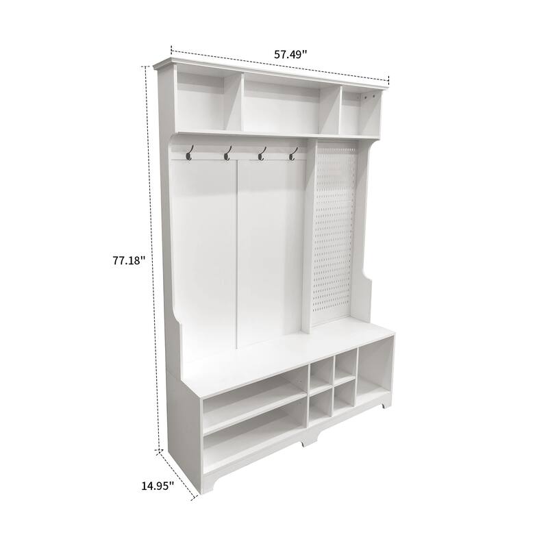 Contemporary Stylish Wooden High Hall Tree with Unique Pegboard