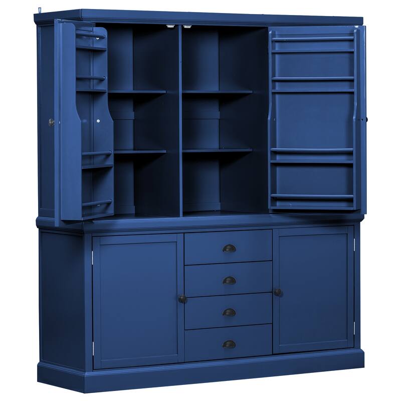 Roomfitters Kitchen Pantry Organizers and Storage Kitchen Cabinet, Hutch with Microwave Stand, 4 Drawers, Spice Racks