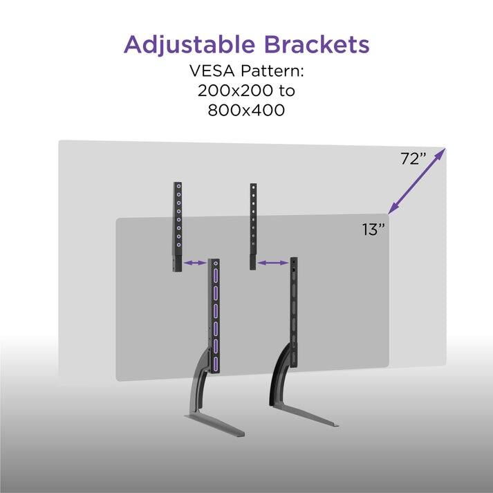 ProMounts Premium Fixed Tabletop TV Stand Mount for 13 to 72 inch Screens, Holds up to 110Lbs