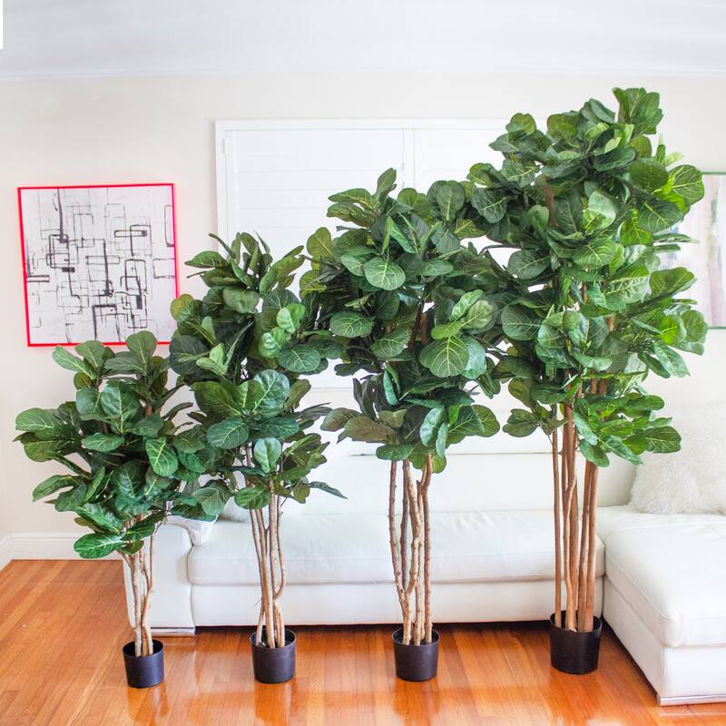 6' Artificial Fiddle Leaf Fig Tree in Black Pot