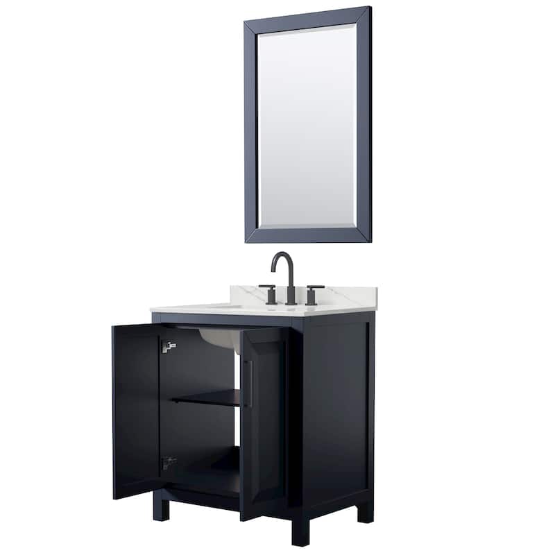 Daria 30-inch Single Vanity, 3 Hole Quartz Top, 24-inch Mirror