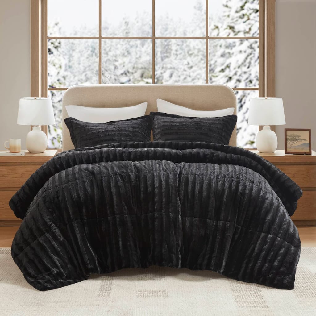 Madison Park York Faux Fur Comforter Mini Set