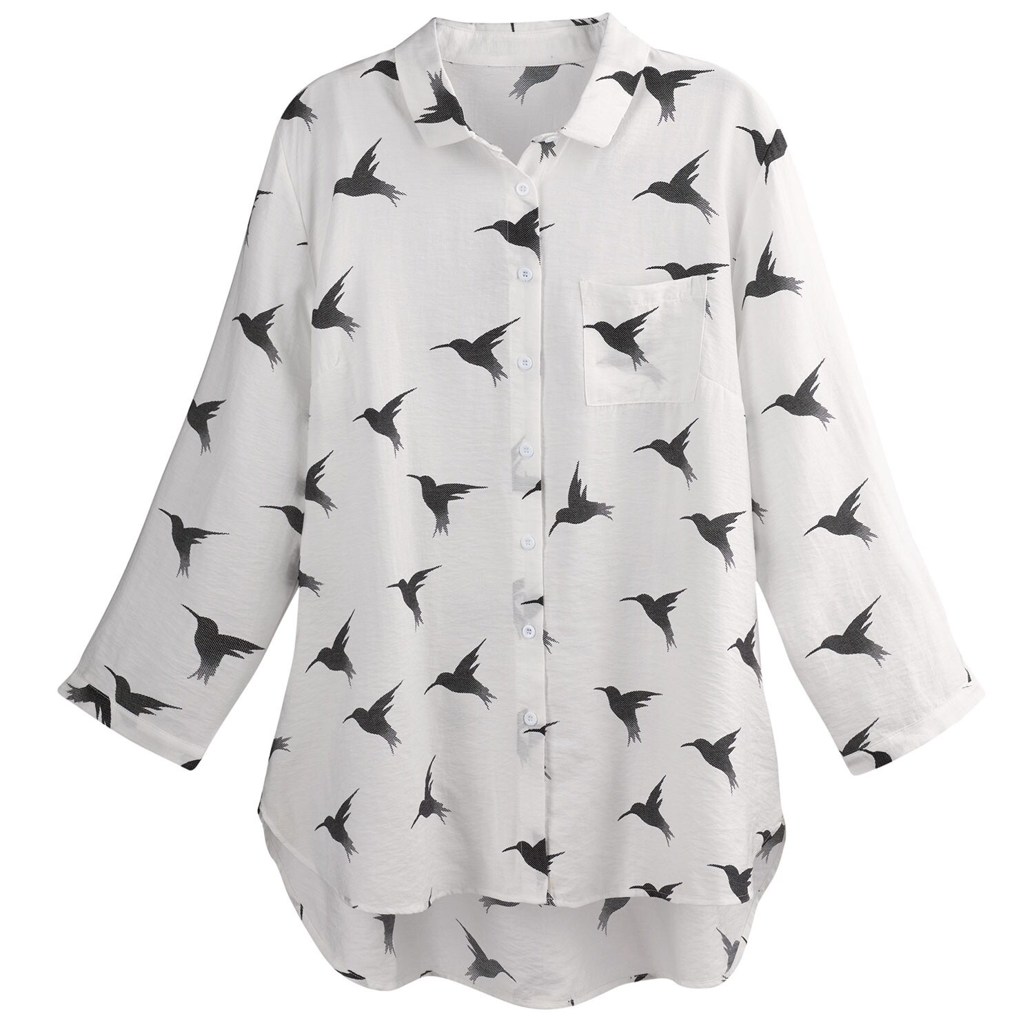 Hummingbird print blouse clearance
