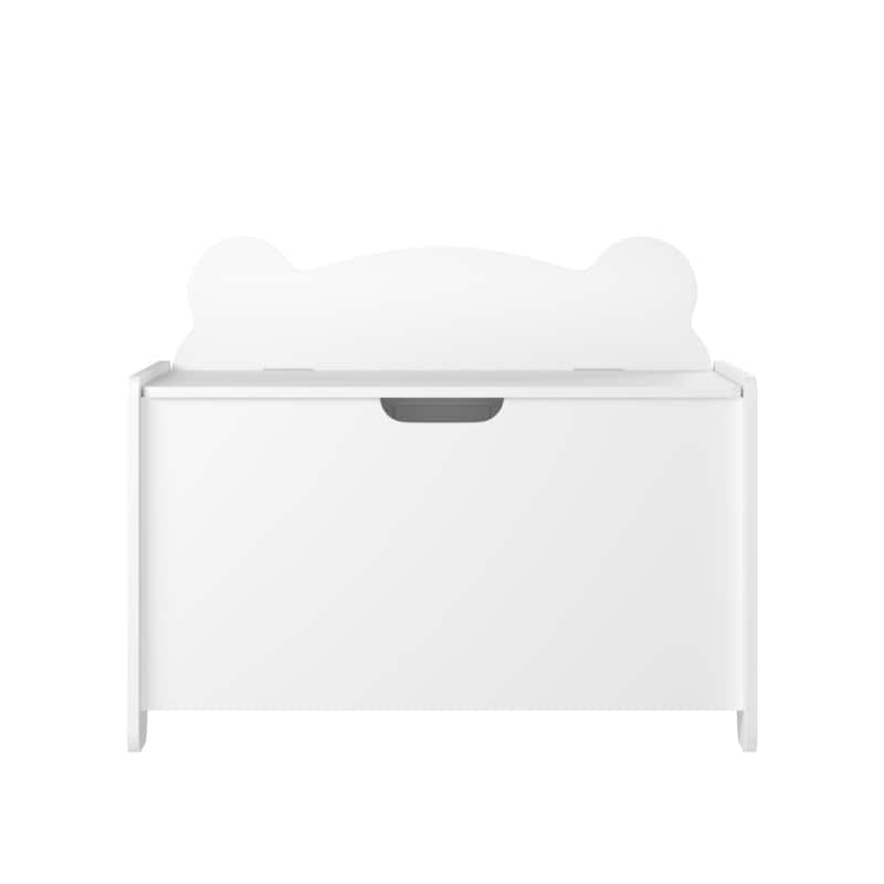 Kids Toy Box, Children Wooden Organizer Storage Chest with Safety Hinged Lid for Ages 2+ (White)
