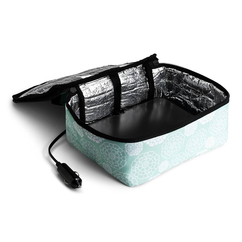 HOTLOGIC Portable Personal 12V Mini Oven, Aqua Floral