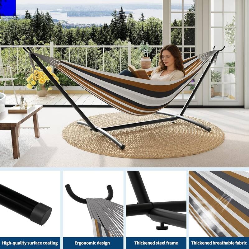 Portable Double Hammocks with Carrying Bag for Outside, 450 lbs Capacity