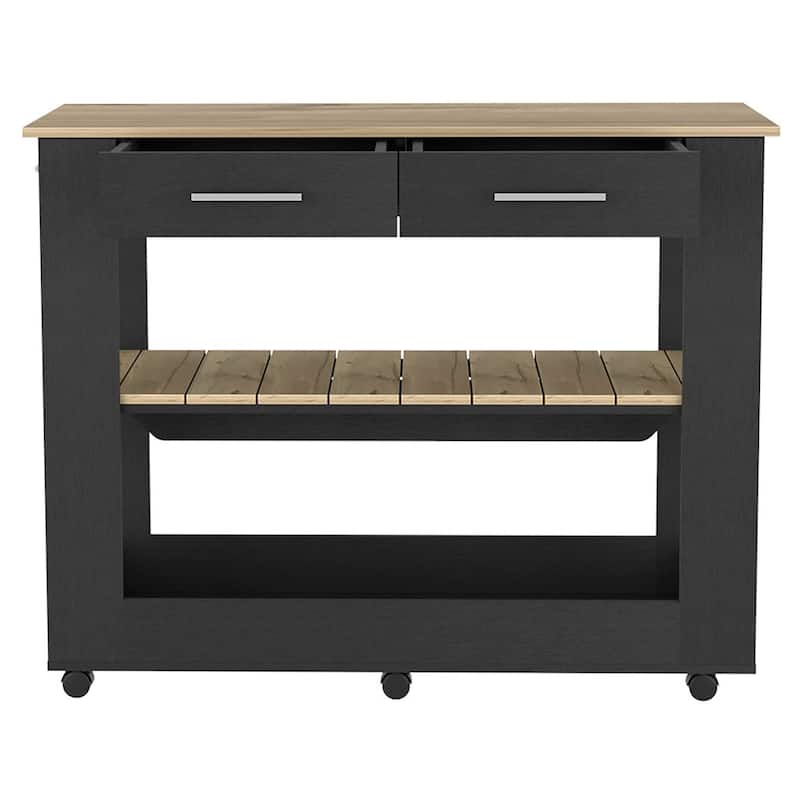 Kitchen Island 46 Inches Dozza,Wooden Storage Island with Two Drawers
