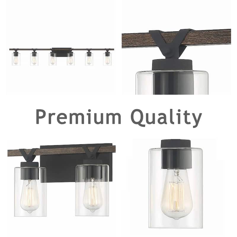 Roundhil 6-lights Farmhouse Faux Wood Grain Bathroom Vanity Light with UL Certified - 49'' W x 8'' H x 5'' D