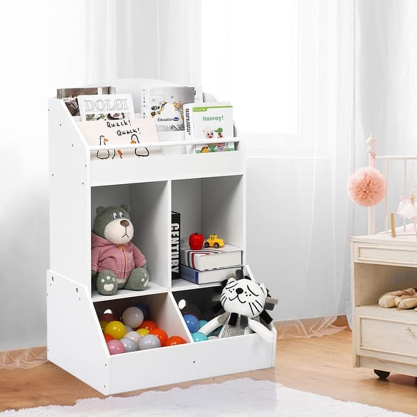 slide 2 of 5, Kids Bookshelf, Toy Storage Organizer with Open Shelves