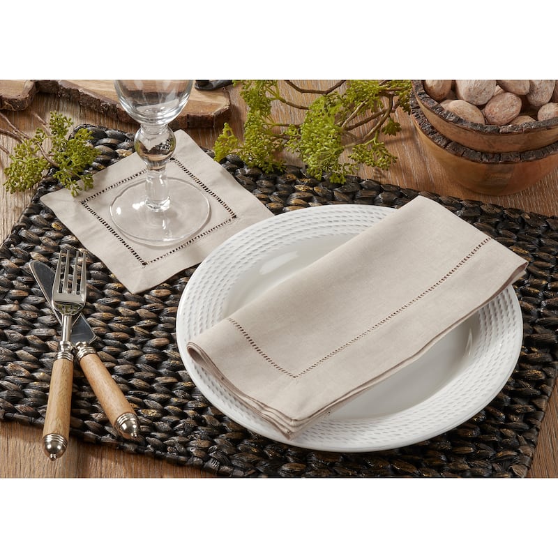 Hemstitched Linen Dinner Napkins (Set of 4)