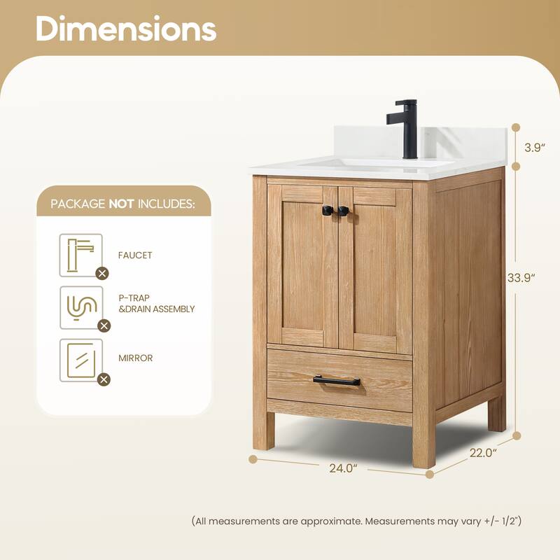 Shannon Bath Vanity with Composite Stone Countertop without Mirror