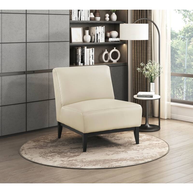 Upholstered Accent Chair Cushion Seat Back with Solid Wood Leg