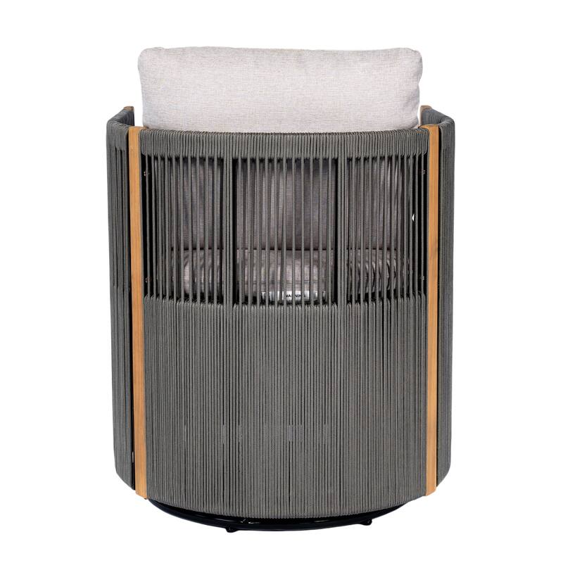 Christopher Knight Home - Maris 5-Piece Outdoor Acacia Wood Swivel Dining Set with 70.75" Rectangular Slat Table and Cushions