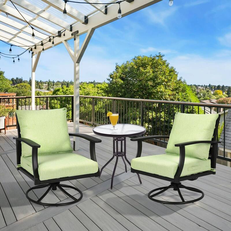 Aoodor Outdoor Deep Seat Cushion Set, Waterproof Patio Furniture Cushions with Adjustable Straps & Removable Cover, Set of 2