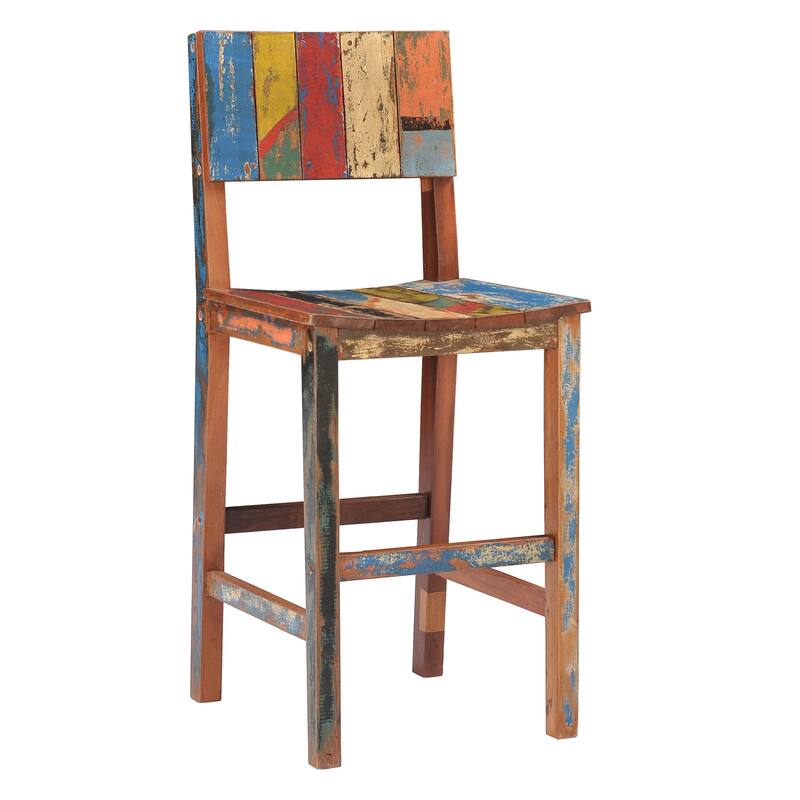 Chic Teak Marina Del Rey Barstool Chair made from Recycled Teak Wood Boats