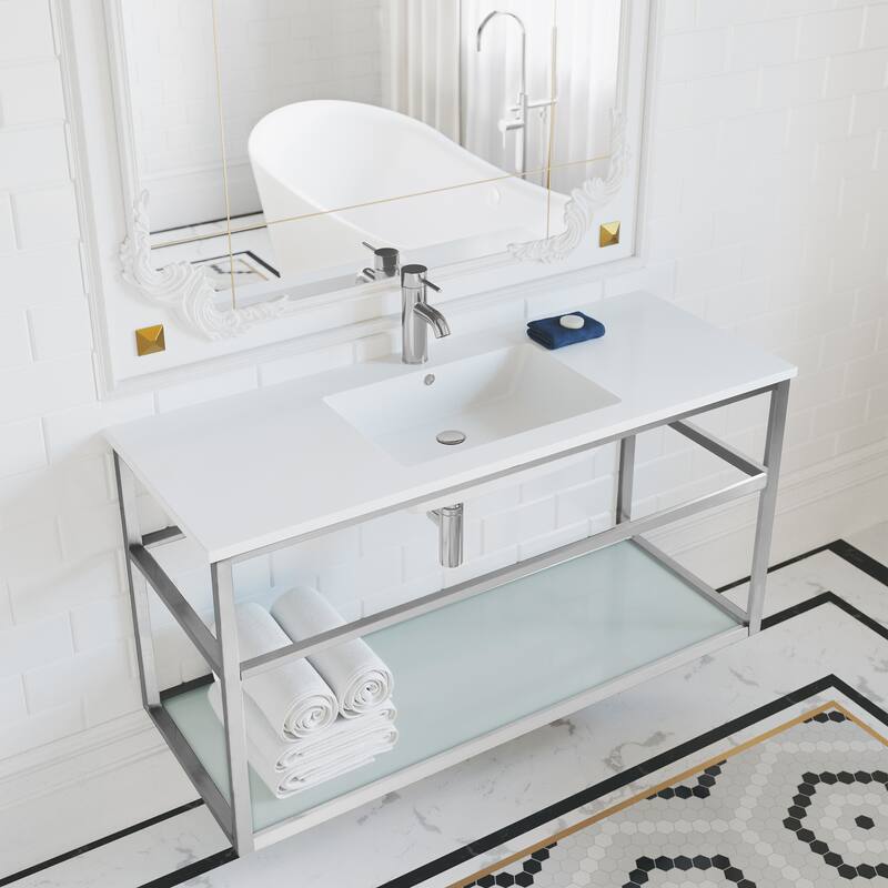 Swiss Madison SM-BV554 Pierre 48" Single, Metal Frame, Open Shelf, Bathroom Vanity