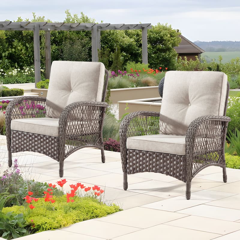 Cozywor Wicker Outdoor Patio Lounge Chair (Set of 2)