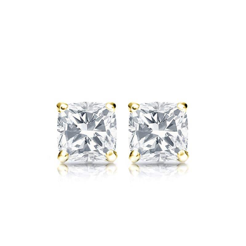 Auriya 14k Gold 1/2ctw Cushion Cut Diamond Stud Earrings Martini-set (H-I, SI1-SI2)