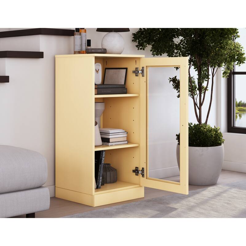 Palace Imports 100% Solid Wood 3-Shelf Bookcase with Clear Glass Door and Adjustable Shelves