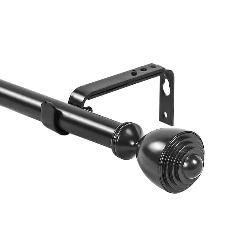 1-inch Diameter Urn Adjustable Single Drapery Curtain Rod - 84"-120" - Black