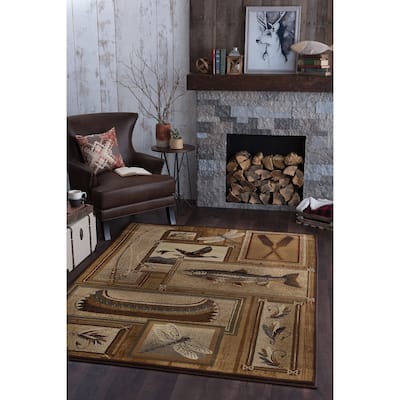Natural Lodge Novelty Graphic Indoor Area Rug