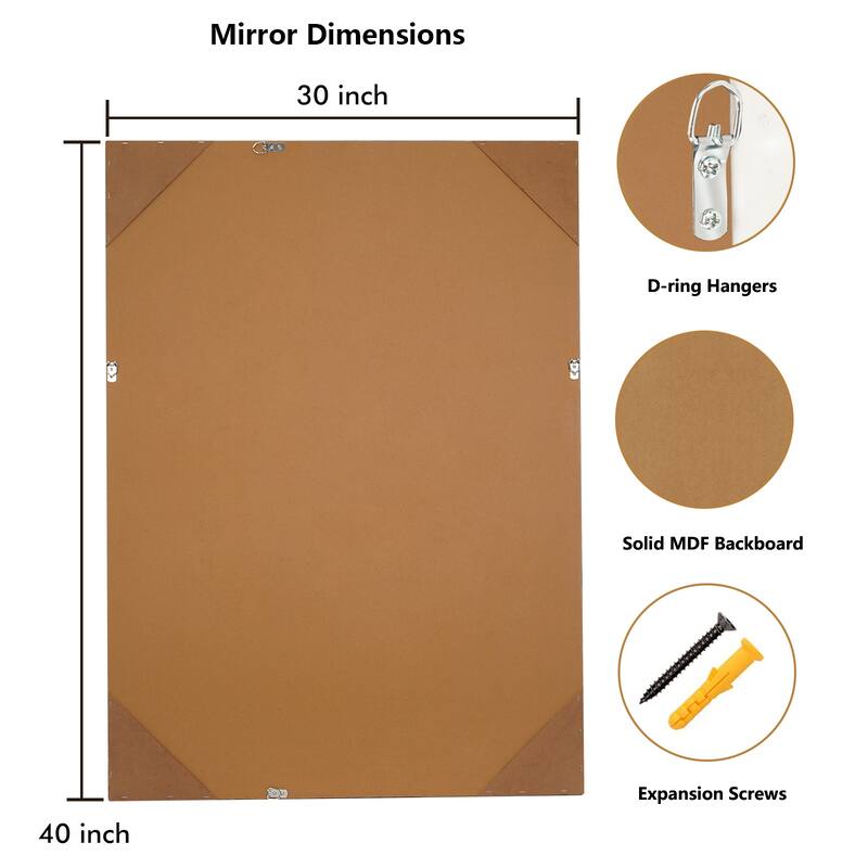 Faux Wooden Frame Rattan Farmhouse Style Rectangle Wall Mirror