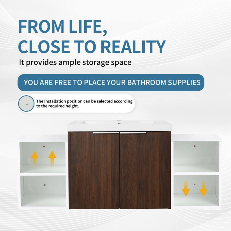 ARTCHIRLY 24/36/48/60/72/84 Inch Bathroom Vanity with Sink, Floating Bathroom Vanity with Soft Close Door and Shelf
