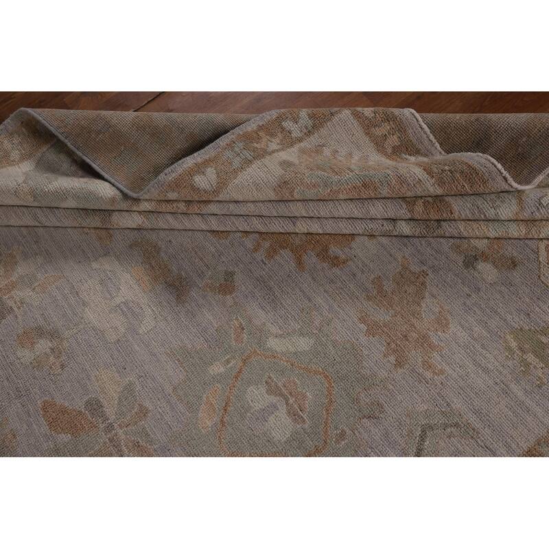 Vegetable Dye Oushak Turkish Rug Handmade Grey Wool Carpet - 8'0"x 9'11"