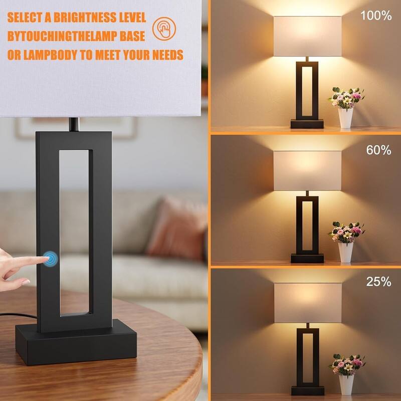 Bedroom Lamps for Night Stands - Touch Control