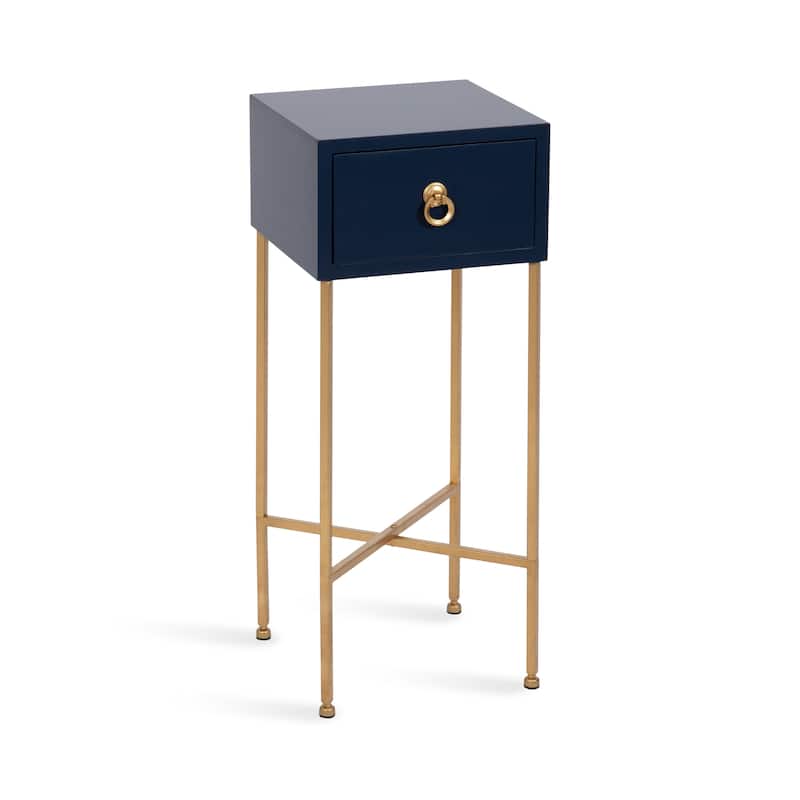 Kate and Laurel Decklyn Glam Tea Table - 12x12x30 - Navy Blue/Gold