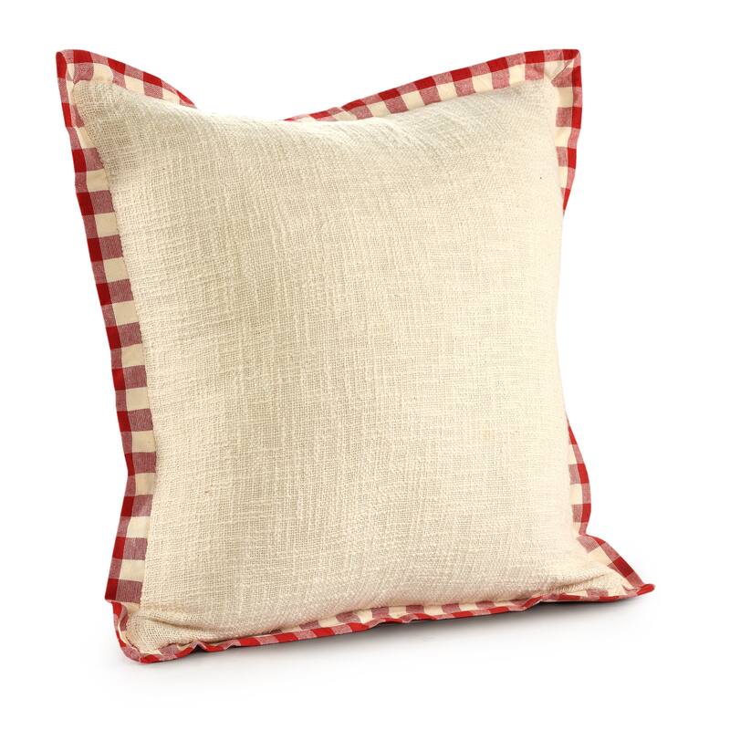 Sevita Buffalo Plaid Bordered Cotton Throw Pillow