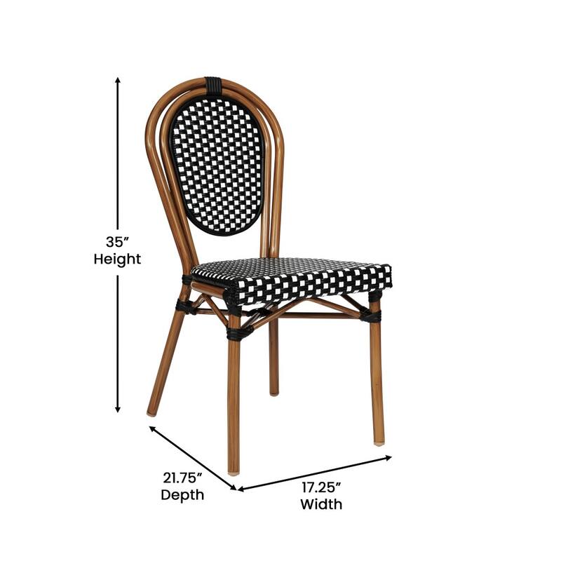 4 Pack All-Weather Commercial Paris Chair with Metal Frames