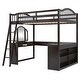 preview thumbnail 40 of 52, Wooden Full Loft Bed with U-shaped Desk,Storage Compartments and Tri-fold Mirror