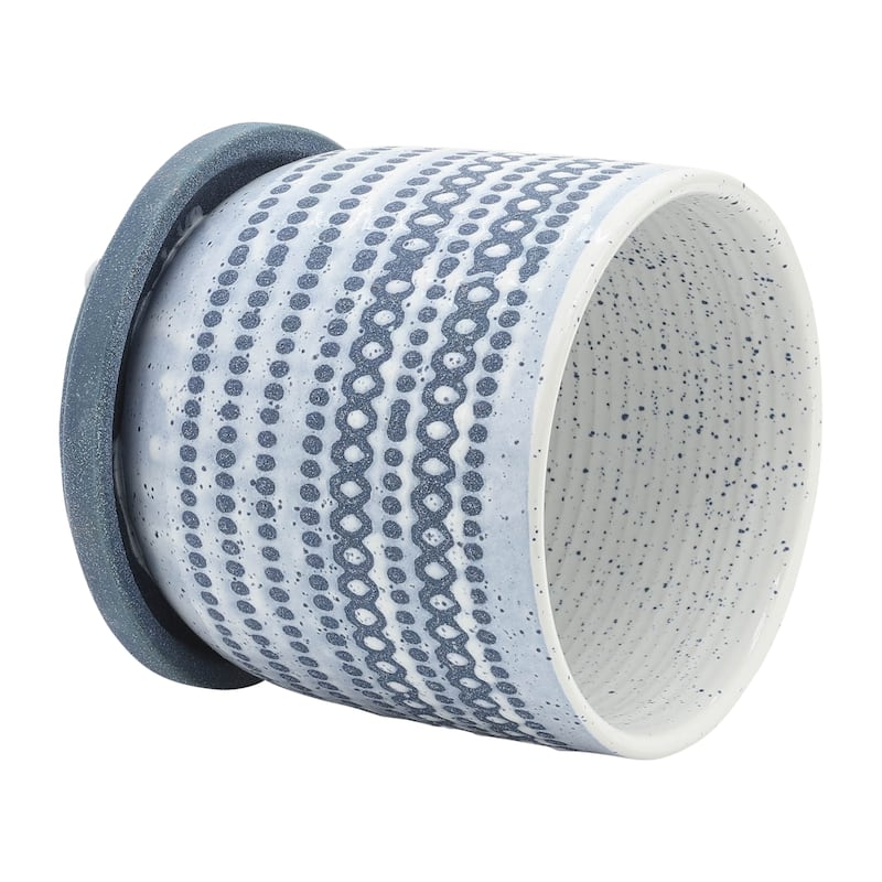 Sagebrook Home Contemporary Dotted Ceramic Planter with Saucer